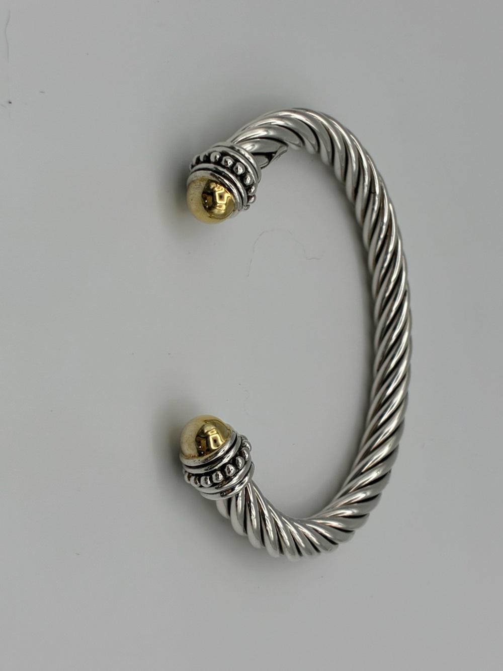 Sterling Silver Twisted Cable Open Cuff Bracelet Gold Vermeil